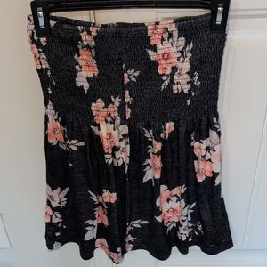 Unk Black and Pink Floral Tunic Top